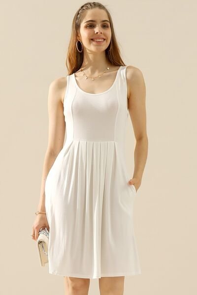 Doublju Full Size Round Neck Ruched Sleeveless Dress with Pockets - Image 17