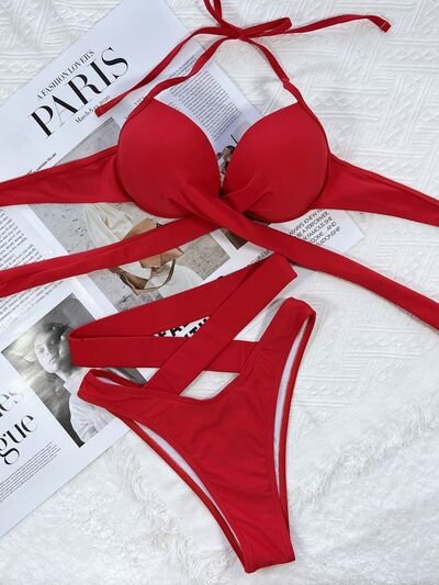 Crisscross Halter Neck Bikini Set - Image 8