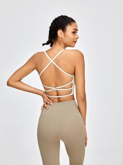 Crisscross Spaghetti Strap Active Bra - Image 8