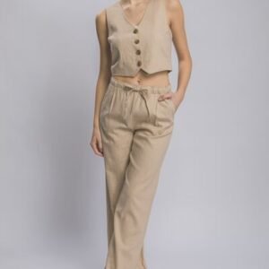 LOVE TREE Drawstring Wide Leg Pants with Pockets