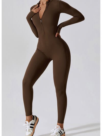 Zip Up Mock Neck Long Sleeve Jumpsuit - Image 13