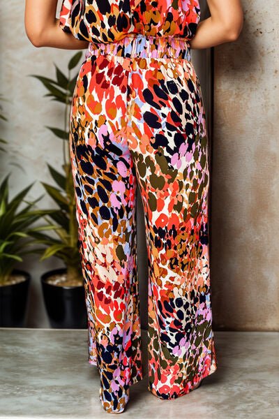 Tied Printed Mock Neck Top and Pants Set - Image 4