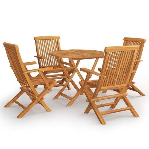 5 Piece Garden Dining Set Solid Teak Wood - Image 3