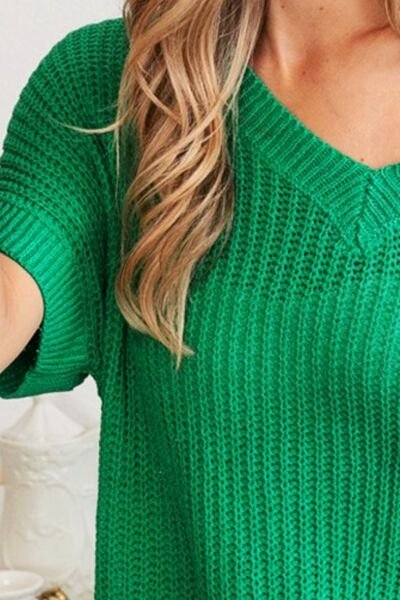 BiBi V-Neck Short Sleeve Sweater - Image 2