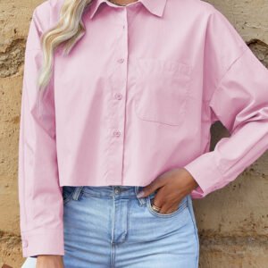 Button Up Dropped Shoulder Shirt