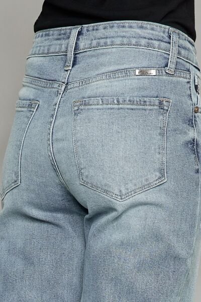 Kancan High Waist Raw Hem Cropped Wide Leg Jeans - Image 9