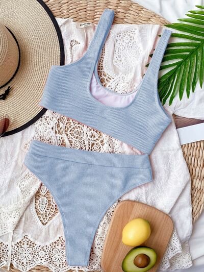 Scoop Neck Wide Strap Two-Piece Swim Set - Image 17