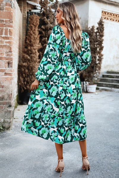 Printed Balloon Sleeve Midi Dress - Image 16