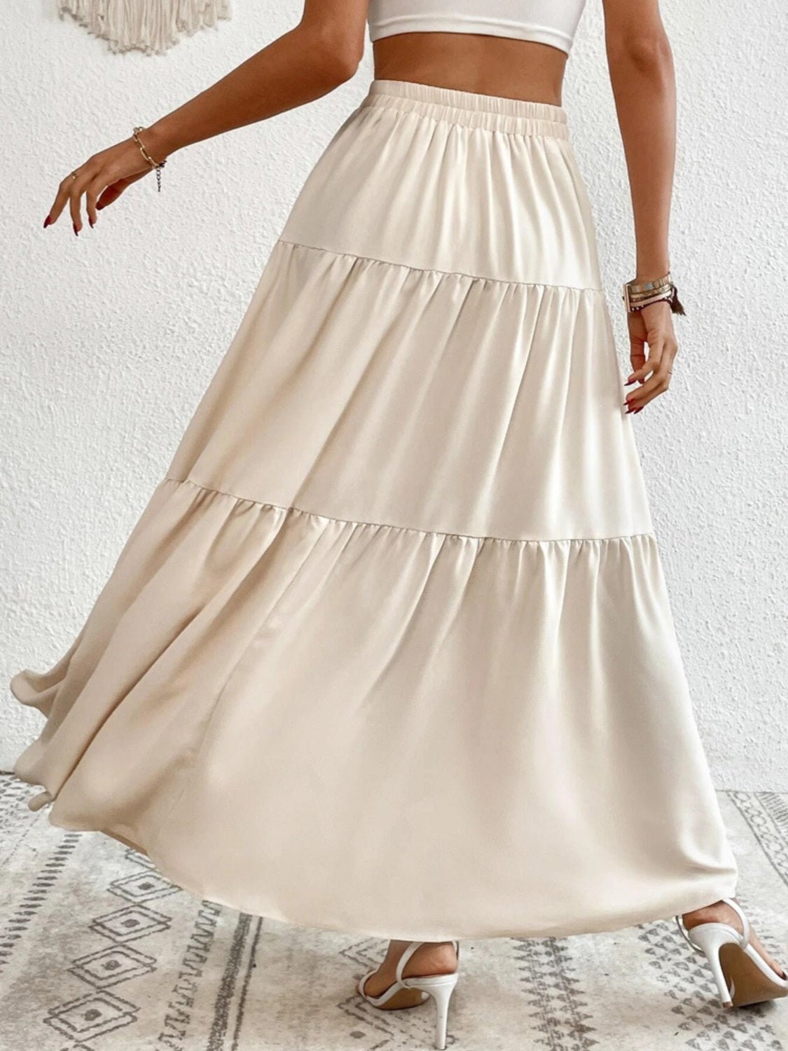 Decorative Button Tiered Skirt - Image 2