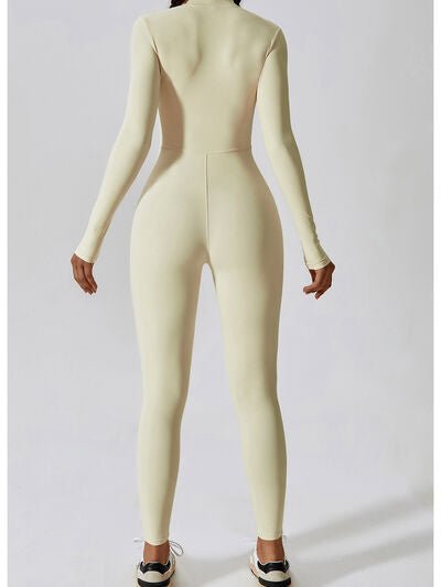 Zip Up Mock Neck Long Sleeve Jumpsuit - Image 20