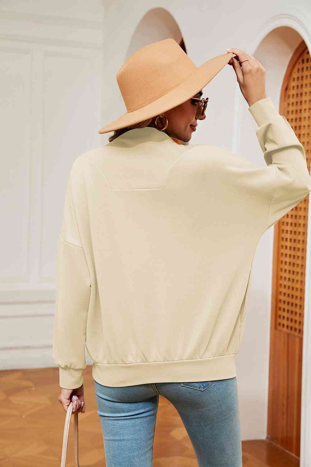 Half-Zip Dropped Shoulder Sweatshirt - Image 24
