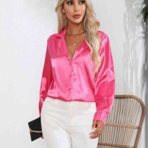 Lapel Collar Button Up Long Sleeve Shirt