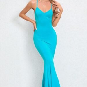 Crisscross Spaghetti Strap Fishtail Dress