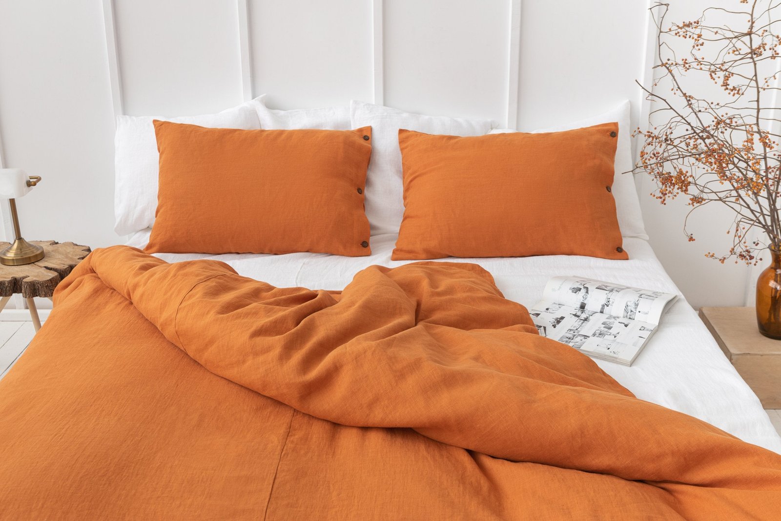 Linen Duvet Cover with Zipper in Grey - Image 6
