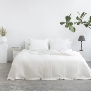 Linen Bedding Set with Ties in Pale Pink