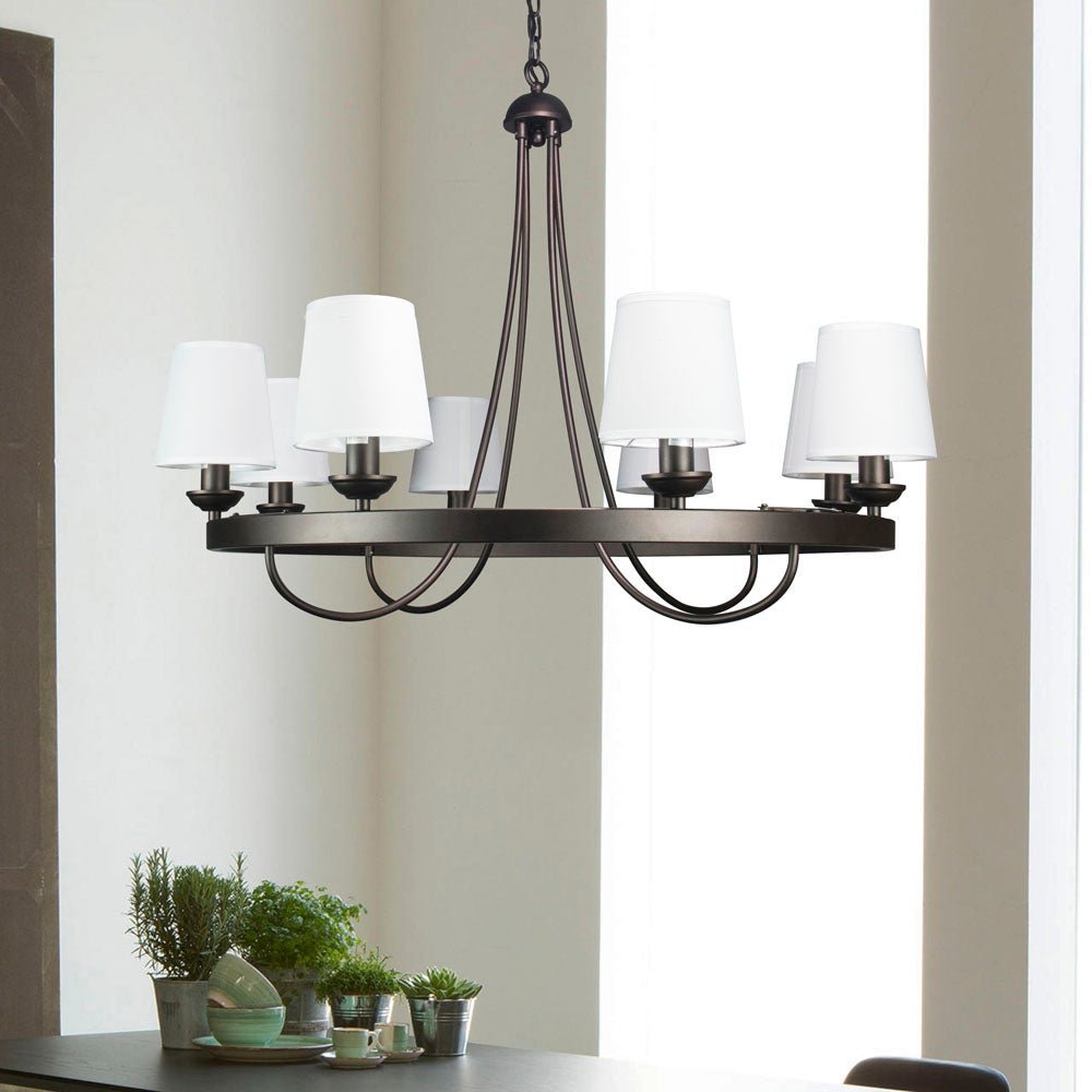 Cenports Baden Rustic Wagon Wheel Light Fixture with 8 Bulb and White - Image 3