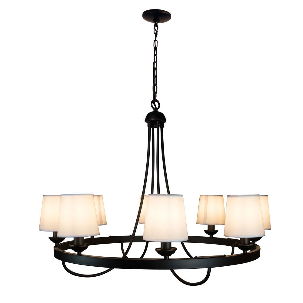 Cenports Baden Rustic Wagon Wheel Light Fixture with 8 Bulb and White - Image 4