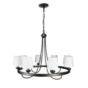 Cenports Baden Rustic Wagon Wheel Light Fixture with 8 Bulb and White