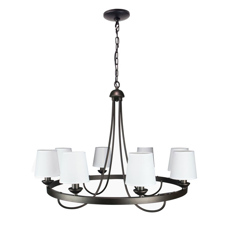 Cenports Baden Rustic Wagon Wheel Light Fixture with 8 Bulb and White