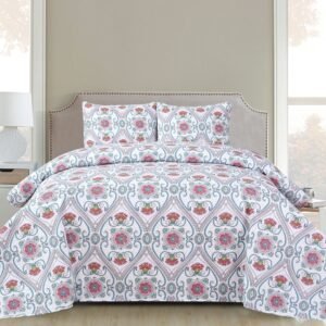 Vera - 3 Piece Quilt Set - Green Off-White Multi