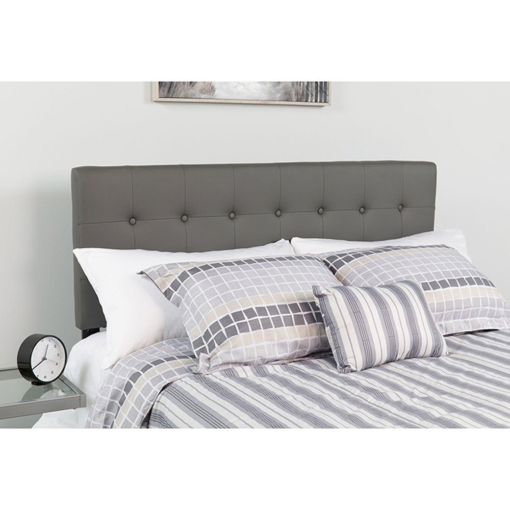 Lennox Tufted Upholstered Queen Size Headboard in Vinyl - Image 13
