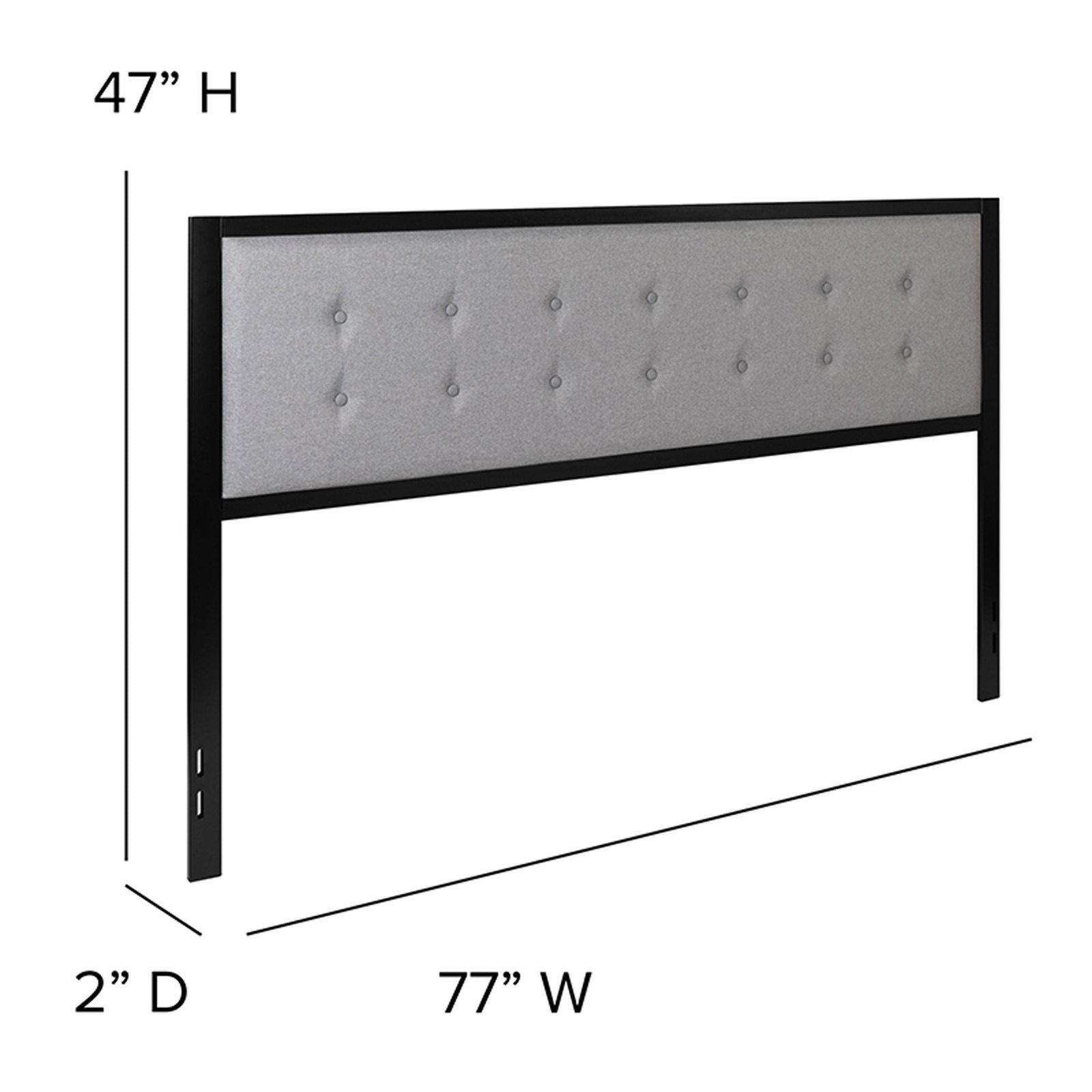 Bristol Metal Tufted Upholstered King Size Headboard in Light Gray - Image 6