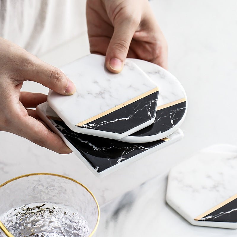 Black and Marble Ceramic Coaster - Image 2