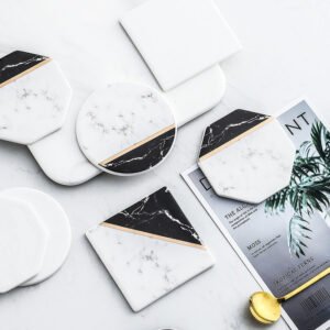 Black and Marble Ceramic Coaster