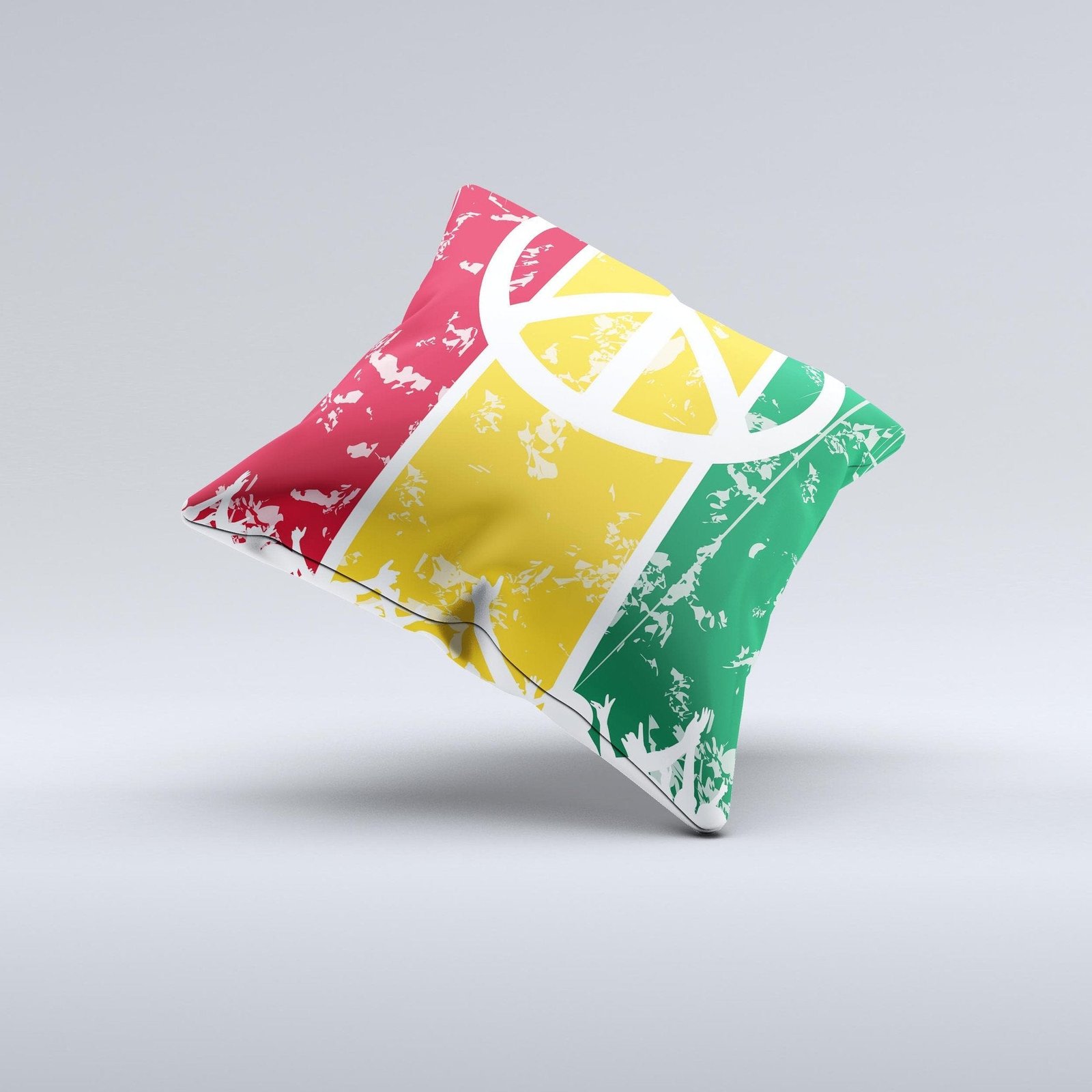 Red, Yellow & Green Layered Peace Ink-Fuzed Decorative Throw Pillow - Image 2