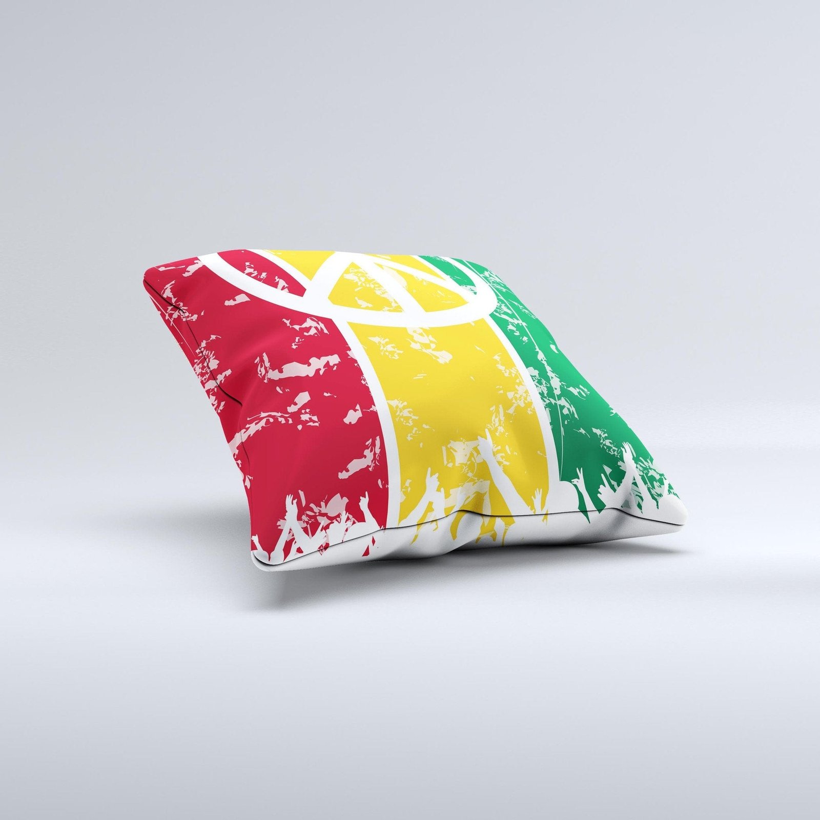 Red, Yellow & Green Layered Peace Ink-Fuzed Decorative Throw Pillow - Image 3