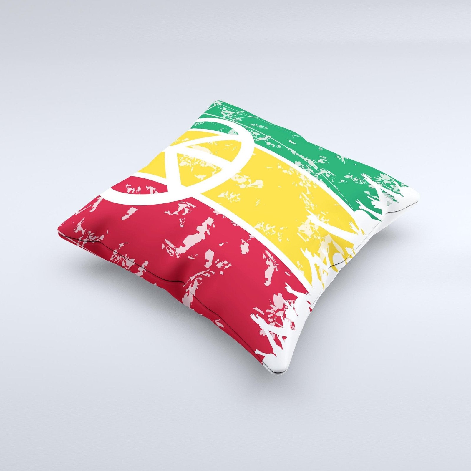 Red, Yellow & Green Layered Peace Ink-Fuzed Decorative Throw Pillow - Image 4