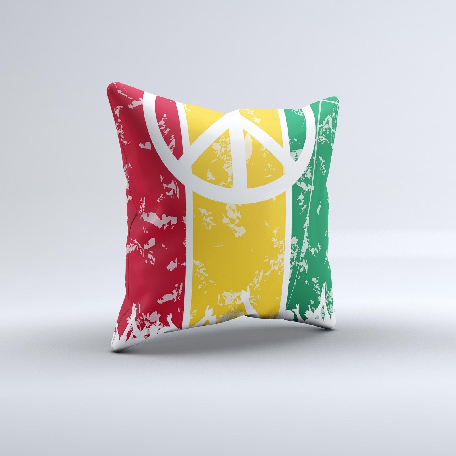 Red, Yellow & Green Layered Peace Ink-Fuzed Decorative Throw Pillow - Image 5