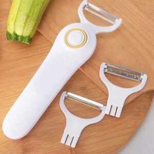 Electric Peeler Handheld USB Rechargeable Fruit Vegetables Peeler with 3 Cutter Heads Home Kitchen Tool