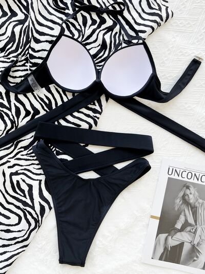 Crisscross Halter Neck Bikini Set - Image 6