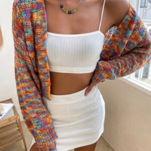 Open Front Dropped Shoulder Cardigan