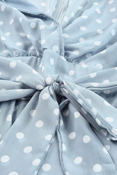 Tied Layered Polka Dot Balloon Sleeve Dress - Image 8