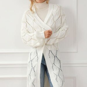 Openwork Open Front Dropped Shoulder Cardigan