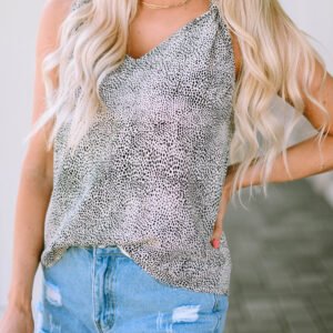 Knot Detail Printed V-Neck Tank