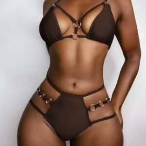 Cutout Halter Neck Two-Piece Bikini Set