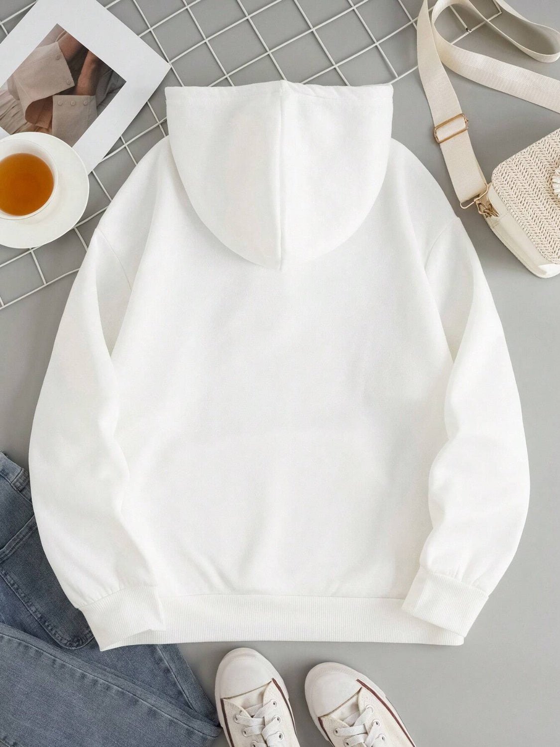 Drawstring Dropped Shoulder Hoodie - Image 9