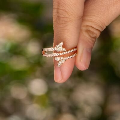 925 Sterling Silver Inlaid Zircon Butterfly Ring - Image 6