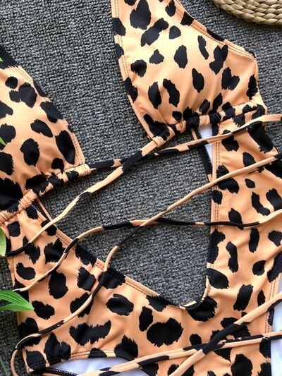 Lace-Up Backless Plunge One-Piece Swimwear - Image 15