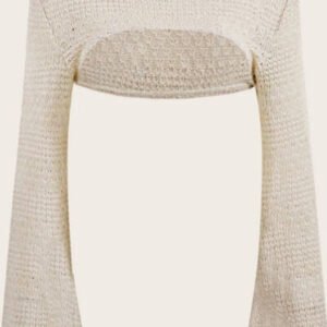 Round Neck Long Sleeve Knit Cover Up