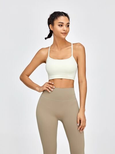 Crisscross Spaghetti Strap Active Bra - Image 9