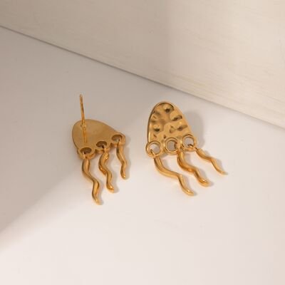 18K Gold-Plated Stainless Steel Jellyfish Earrings - Image 3