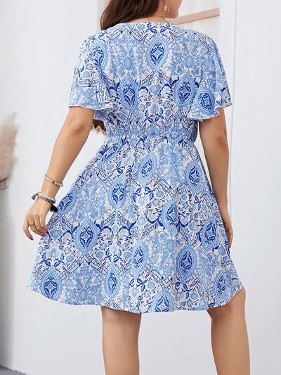 Plus Size Surplice Flutter Sleeve Mini Dress - Image 3