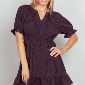 VERY J Floral Textured Woven Ruffled Mini Dress