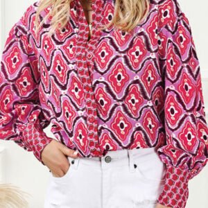 Printed Button Up Long Sleeve Shirt
