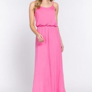ACTIVE BASIC Round Neck Waist Elastic Cami Knit Dress