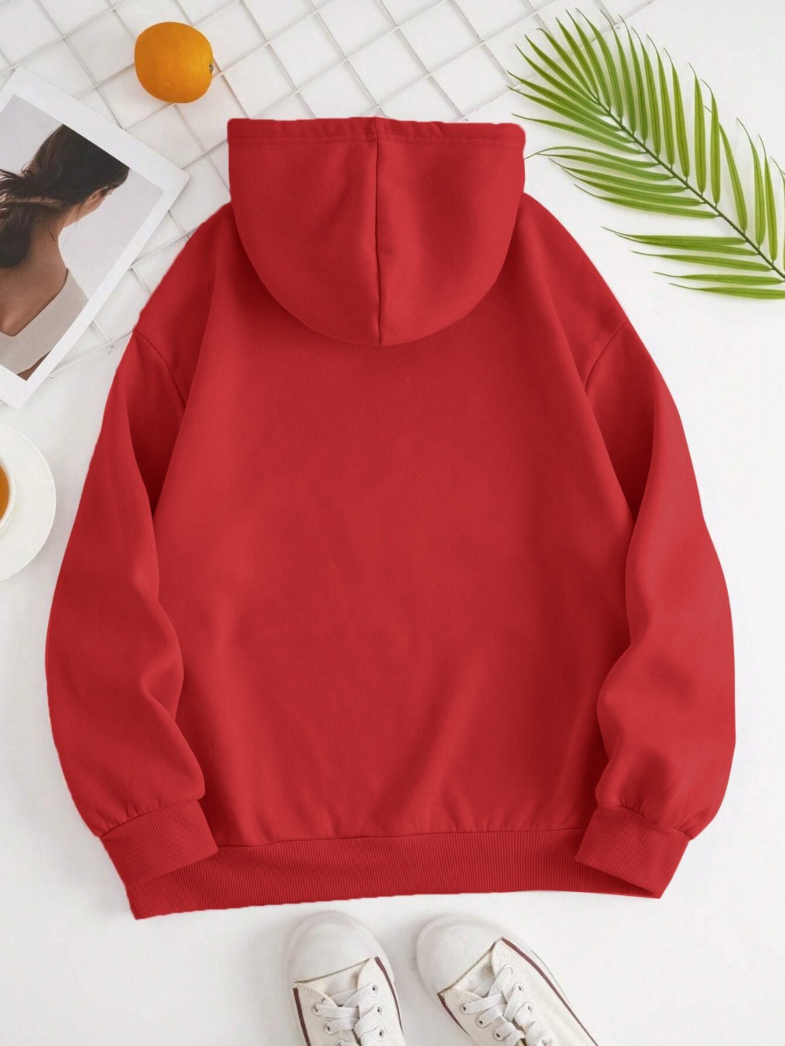 Drawstring Dropped Shoulder Hoodie - Image 28